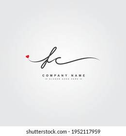 Initial Letter FC Logo - Handwritten Signature Logo