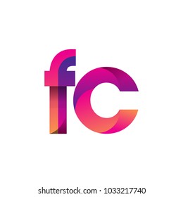 Initial Letter FC Logo Lowercase, magenta and orange, Modern and Simple Logo Design.
