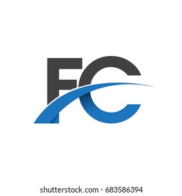 initial letter FC logotype company name colored blue and grey swoosh design. vector logo for business and company identity.
