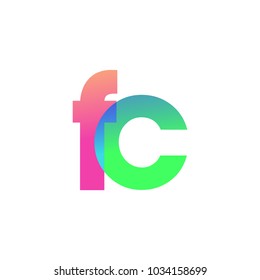 Initial Letter FC Lowercase Logo green, pink and Blue, Modern and Simple Logo Design.