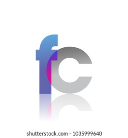 Initial Letter FC Lowercase overlap Logo Blue, pink and grey, Modern and Simple Logo Design.