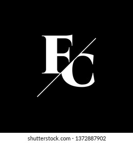 Initial Letter FC Monogram Sliced. Logo template isolated on black background