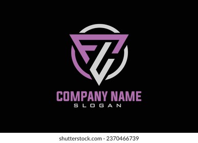 Letra inicial Monograma FC triángulo simple logo moderno con círculo