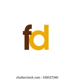 Initial letter FD brown yellow color logo