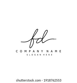 Initial letter FD calligraphy handwritten logo. Handwritten alphabet in the logo template. Letters and Alphabet for your logo design.