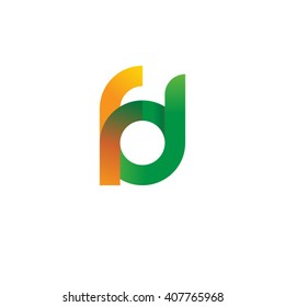 initial letter fd linked circle lowercase logo orange green