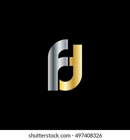 Initial Letter FD Linked Circle Lowercase Logo Silver Gold