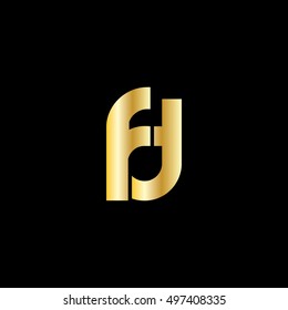 Initial Letter FD Linked Circle Lowercase Logo Gold