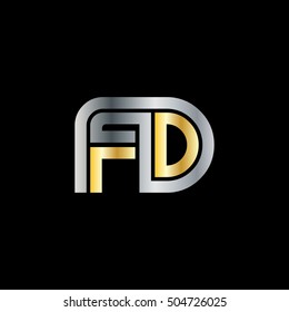Initial Letter FD Linked Design Logo Silver Gold