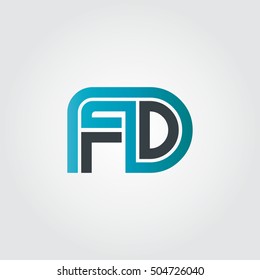 Initial Letter FD Linked Design Logo Blue Black