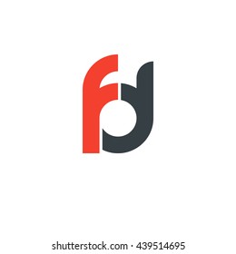 initial letter fd linked round lowercase logo red