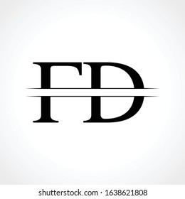 Initial Letter FD Logo Design Vector Template. Creative Linked Modern Calligraphy FD Logo Vector