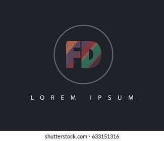 Initial Letter FD logo design vector with circle and colorful
