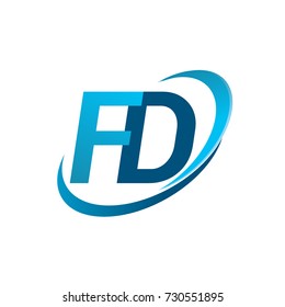initial letter FD logotype company name colored blue swoosh design concept. vector logo for business and company identity.