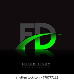 initial letter FD logotype company name colored green and black swoosh design. vector logo for business and company identity.

