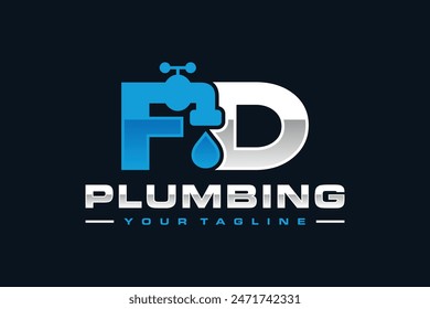 letra inicial FD plumbing logo