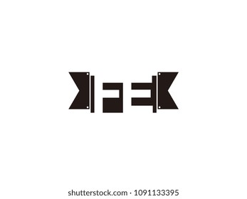 Initial letter fe black ribbon logo design