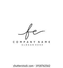 Initial letter FE calligraphy handwritten logo. Handwritten alphabet in the logo template. Letters and Alphabet for your logo design.