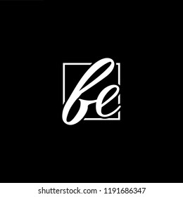Initial letter FE EF minimalist art monogram shape logo, white color on black background