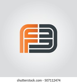 Initial Letter FE FB Linked Design Logo Orange Black