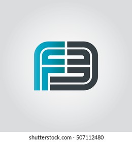 Initial Letter FE FB Linked Design Logo Blue Black