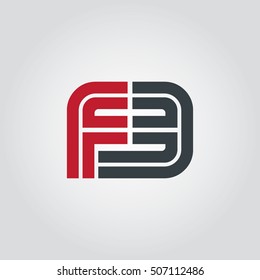 Initial Letter FE FB Linked Design Logo Red Black