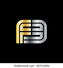 Initial Letter FE FB Linked Design Logo Gold Silver