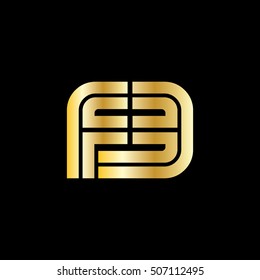 Initial Letter FE FB Linked Design Logo Gold