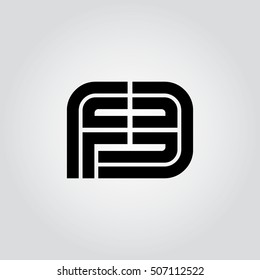Initial Letter FE FB Linked Design Logo Black