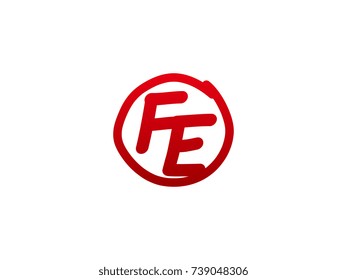 The initial letter FE handwritten logo