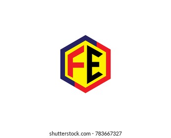 Initial letter FE Hexagonal design Logo Vector Graphic Branding Letter Element.