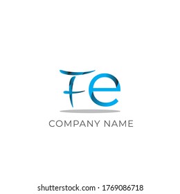 Initial Letter Fe Linked Circle Logo  Blue Icon Design Template Element