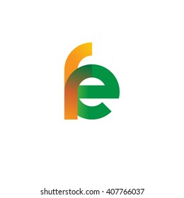 initial letter fe linked circle lowercase logo orange green