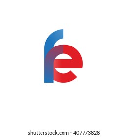initial letter fe linked circle lowercase logo blue red