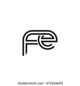 Initial letter fe, linked outline rounded lowercase, monogram black