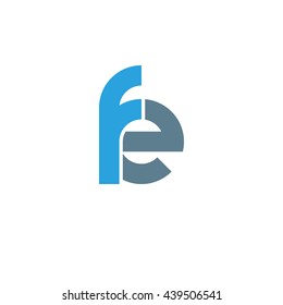 initial letter fe linked round lowercase logo blue