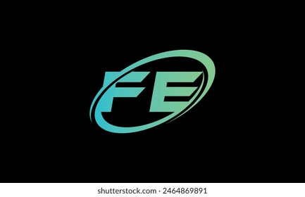 Initial Letter FE Logo. Creative And Modern FE logo Design on black background.