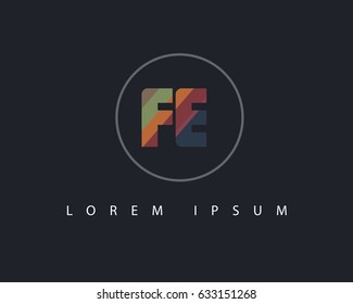 Initial Letter FE logo design vector with circle and colorful
