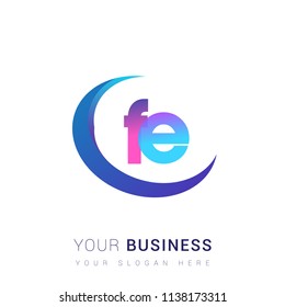 initial letter FE logotype company name, coloreful and swoosh design. vector logo for business and company identity.
