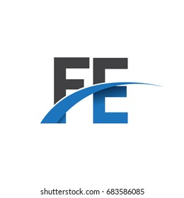 initial letter FE logotype company name colored blue and grey swoosh design. vector logo for business and company identity.
