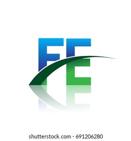 initial letter FE logotype company name colored blue and green swoosh design. vector logo for business and company identity.
