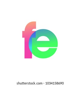 Initial Letter FE Lowercase Logo green, pink and Blue, Modern and Simple Logo Design.