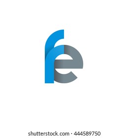 initial letter fe modern linked circle round lowercase logo blue gray