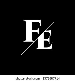 Initial Letter FE Monogram Sliced. Logo template isolated on black background