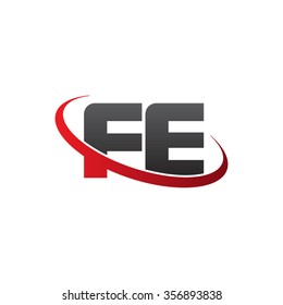 initial letter FE swoosh ring company logo red black