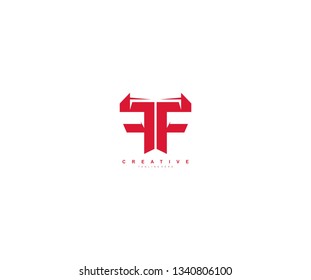 Initial Letter FF Abstract Modern Futuristic Sharp Stylish Red Color Logo