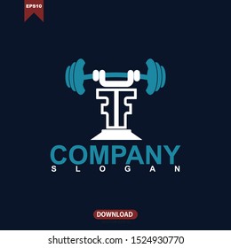 Initial Letter FF Barbell Idea Icon Logo Design Element