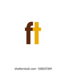Initial letter FF brown yellow color logo