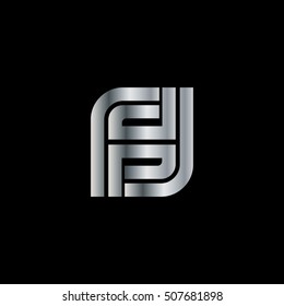 Initial Letter FF FH SH Linked Design Logo Silver