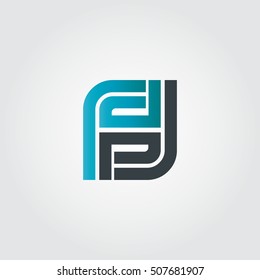 Initial Letter FF FH SH Linked Design Logo Blue Black